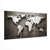World Map Glass Wall Art.